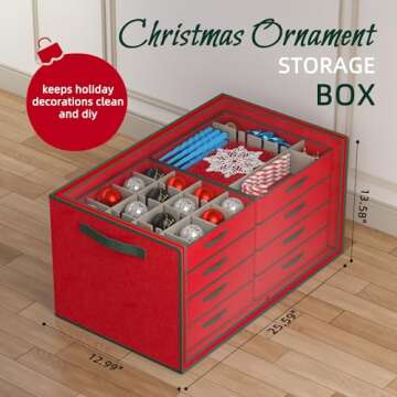 Dicasser Christmas Ornament Storage with 8 Tray Dividers-Adjustable for 128-3” 72-4” 32-6” Holiday Ornaments, Fit Many Sizes Ornaments