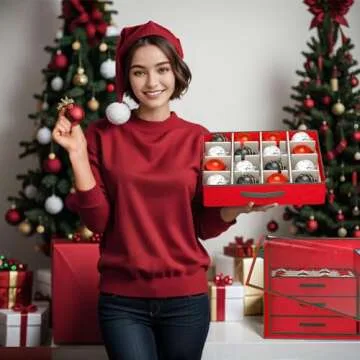 Dicasser Christmas Ornament Storage with 8 Tray Dividers-Adjustable for 128-3” 72-4” 32-6” Holiday Ornaments, Fit Many Sizes Ornaments