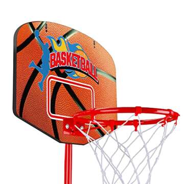 Toddler Basketball Hoop Stand Adjustable Height 2.5 ft -6.2 ft Indoor Basketball Goal Toy with Ball Pump for Kids Boys 2 3 4 5 6 7 8 Years Old Indoor Outdoor Toys Age 1-3 4-8 Yard Games Gifts