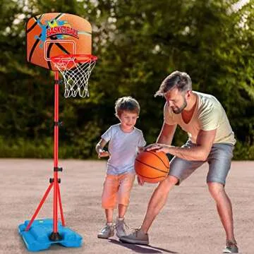 Toddler Basketball Hoop Stand Adjustable Height 2.5 ft -6.2 ft Indoor Basketball Goal Toy with Ball Pump for Kids Boys 2 3 4 5 6 7 8 Years Old Indoor Outdoor Toys Age 1-3 4-8 Yard Games Gifts