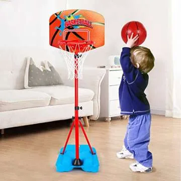 Toddler Basketball Hoop Stand Adjustable Height 2.5 ft -6.2 ft Indoor Basketball Goal Toy with Ball Pump for Kids Boys 2 3 4 5 6 7 8 Years Old Indoor Outdoor Toys Age 1-3 4-8 Yard Games Gifts
