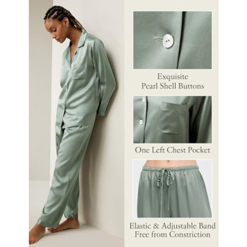 LilySilk Women's Silk Pajamas Set in Avocado Green