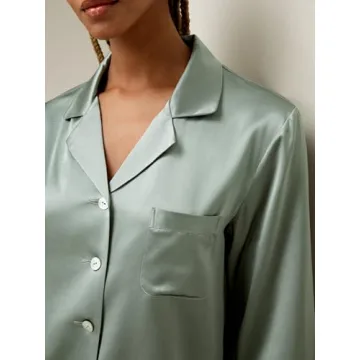 LilySilk Women's Silk Pajamas Set in Avocado Green