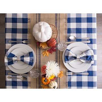 DII Buffalo Check Collection, Classic Farmhouse Tablecloth, Tablecloth, 60x84, Navy & Cream