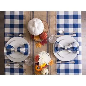 DII Buffalo Check Collection, Classic Farmhouse Tablecloth, Tablecloth, 60x84, Navy & Cream
