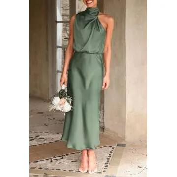 Elegant Women’s Satin Maxi Dress for Summer Occasions