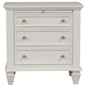 Coaster Home Furnishings Sandy Beach Coastal Wood 3-Drawer Bedroom Nightstand Bedside Table Organizer Unit Cream White 201302