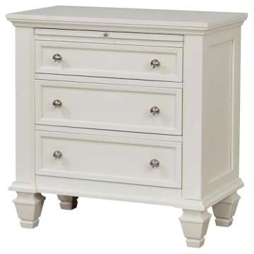 Coaster Home Furnishings Sandy Beach Coastal Wood 3-Drawer Bedroom Nightstand Bedside Table Organizer Unit Cream White 201302