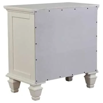 Coaster Home Furnishings Sandy Beach Coastal Wood 3-Drawer Bedroom Nightstand Bedside Table Organizer Unit Cream White 201302