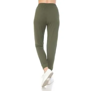 Leggings Depot Womens Relaxed fit Jogger Pants - Track Cuff Sweatpants with Pockets, Olive, 1X