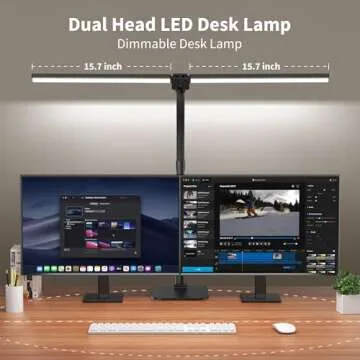 Kaulsoue Desk Lamp Architect Task Dual Head Modern Flexible Gooseneck Tall Dimmable Light for Home Office, 5 Color Modes,Remote Control, 1500lm 24W Extra Bright Lighting