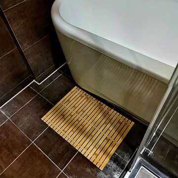 HJJKKH Bath Mat Rayon Derived from Bamboo, Foldable Floor Shower Bath Mat for Bathroom, Bathtub, Shower, Sauna, Hot Tub