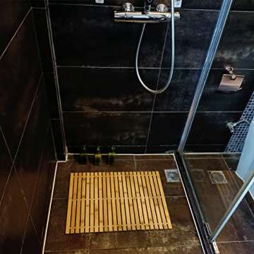 HJJKKH Bath Mat Rayon Derived from Bamboo, Foldable Floor Shower Bath Mat for Bathroom, Bathtub, Shower, Sauna, Hot Tub