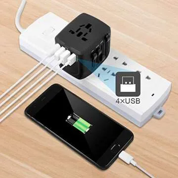 International Universal Travel Plug Adapter: 2400W Worldwide Adaptor with 3 USB-A and 1 USB-C Ports, UK/EU/AU/US (200+ Countries) All-in-One Power Electrical Outlet for America European Asia