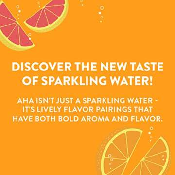 AHA Sparkling Water, Orange Grapefruit, 12 Fl Oz Cans, 8 Pack