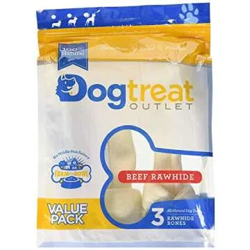 Dog Rawhide Bones Bulk Pack of 3 Natural Rawhide Protein Treats Knot Bone Chews Medium