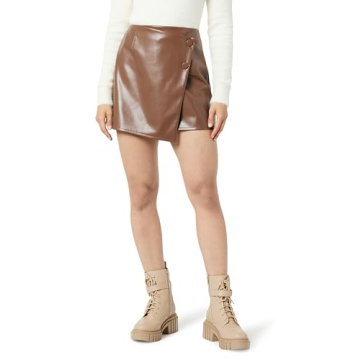 The Drop Women's Portia Vegan Leather Mini Wrap Skirt - Stylish & Comfortable