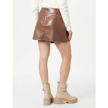 The Drop Portia Vegan Leather Mini Wrap Skirt Coffee