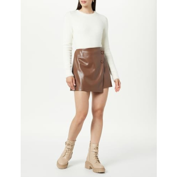 The Drop Portia Vegan Leather Mini Wrap Skirt Coffee