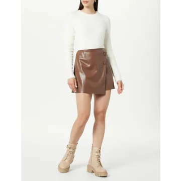The Drop Portia Vegan Leather Mini Wrap Skirt Coffee