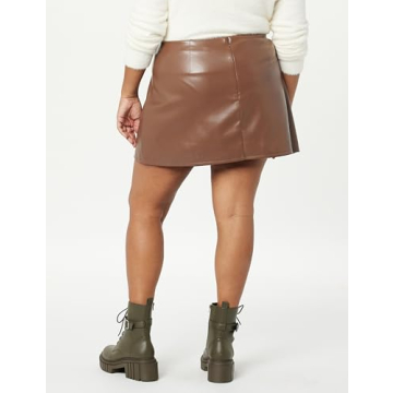 The Drop Portia Vegan Leather Mini Wrap Skirt Coffee