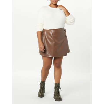 The Drop Portia Vegan Leather Mini Wrap Skirt Coffee