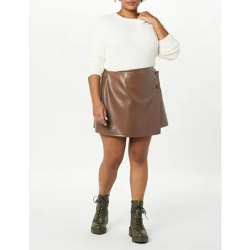The Drop Portia Vegan Leather Mini Wrap Skirt Coffee