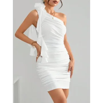 Milumia Women’s One Shoulder 3D Rose Bodycon Dress