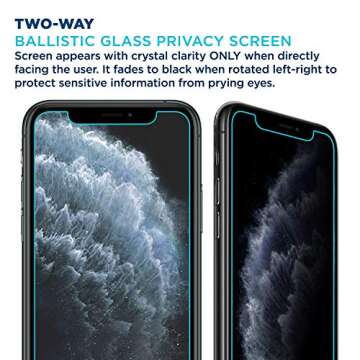 Tech Armor Privacy Ballistic Glass Screen Protector Designed for Apple iPhone 11 Pro Max and iPhone ...