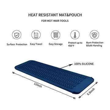 EIOKIT Silicone Heat Resistant Travel Mat Pouch for Hair Styling Tools (Navy Blue, 1 Pack)