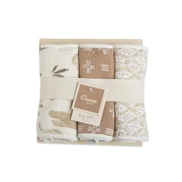 Crane Baby Safari Muslin Burp Cloths Set of 3 Essentials