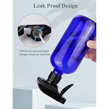 Wedama Glass Spray Bottle, 2 Pack Blue 16 oz Glass Spray Bottles for Cleaning Solutions and Essential Oils, Refillable Empty Spray Bottle with Adjustable Nozzles for Alcohol, Plant and Hair Care