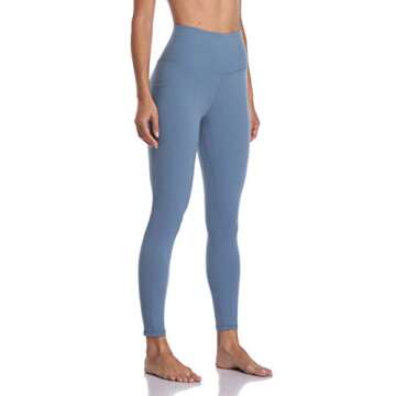 Colorfulkoala Women's High Waisted Tummy Control Workout Leggings 7/8 Length Yoga Pants with Pockets (S, Steel Blue)