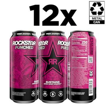 Rockstar Energy Drink Punched Berry Sangria, 16oz Cans (12 Pack)