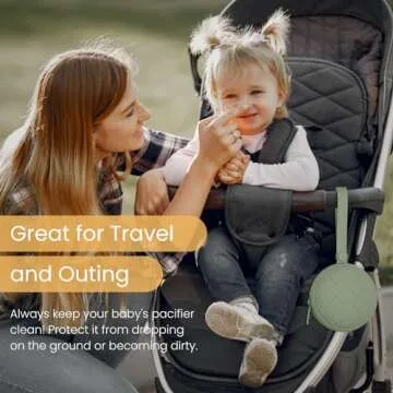 Kalovin Pacifier Holder Case,Pack of 2 Baby Silicone Pacifier Holder Case, Protective Storage Container Attaches to Strollers & Diaper Bags (Color 1)