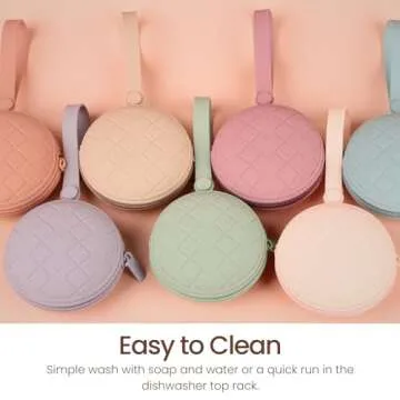 Kalovin Pacifier Holder Case,Pack of 2 Baby Silicone Pacifier Holder Case, Protective Storage Container Attaches to Strollers & Diaper Bags (Color 1)