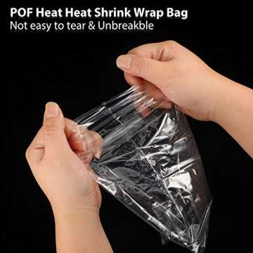 200 Pieces Heat Shrink Wrap Bags 4 x 4 Inch, 6 x 6 Inch, 5 x 8 Inch, 6 x 10 Inch, 4 Sizes Clear Odorless Heat Shrink Film Wrap POF Heat Shrink Wrap for Homemade DIY Packaging Soap Candle Bath Bomb