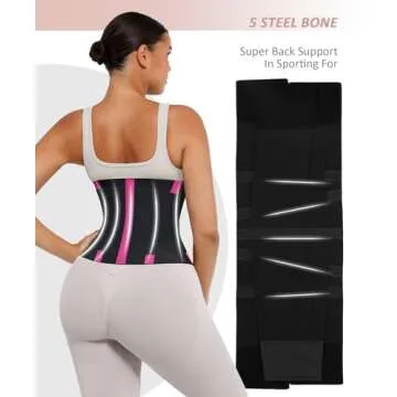 FeelinGirl Workout Waist Trainer Cincher Neoprene Postnatal Shaper Tummy Slimmer Plus Size for Women Rose Red XS