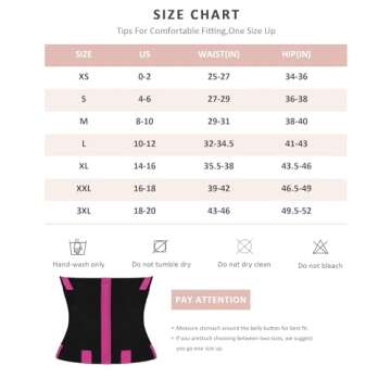 FeelinGirl Workout Waist Trainer Cincher Neoprene Postnatal Shaper Tummy Slimmer Plus Size for Women Rose Red XS