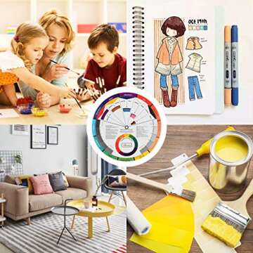 JimKing Creative Color Wheel, Paint Mixing Learning Guide, Art Class Teaching Tool for Makeup Painting Tattoo,Blending Board Chart Color Mixed Guide Hardboard(9.25inch)