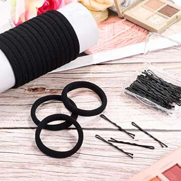 60 Seamless Hair Ties and Bobby Pins Set for All Hair Types
