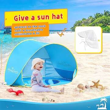 Monobeach Baby Beach Tent with Sun Hat Pop Up Portable Shade Pool UPF50+ UV Protection Sun Shelter f...
