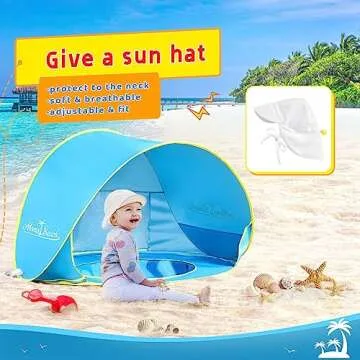 Monobeach Baby Beach Tent with Sun Hat Pop Up Portable Shade Pool UPF50+ UV Protection Sun Shelter f...