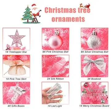 20" Mini Pink Christmas Tree with Lights and Ornaments