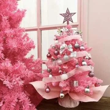 20" Mini Pink Christmas Tree with Lights and Ornaments