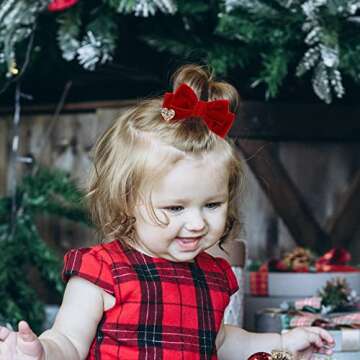 Red Velvet Hair Bows Cute Christmas Valentine School Hair Clips Handmade Hair Accessories for Kids G...