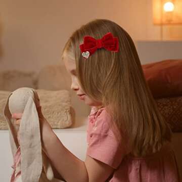 Red Velvet Hair Bows Cute Christmas Valentine School Hair Clips Handmade Hair Accessories for Kids Girls Infants Toddler Headdress