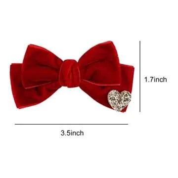 Red Velvet Hair Bows Cute Christmas Valentine School Hair Clips Handmade Hair Accessories for Kids Girls Infants Toddler Headdress