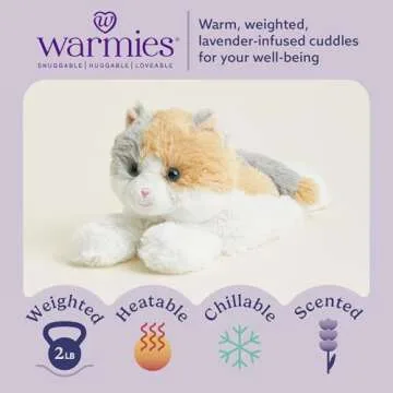 warmies Microwavable & Weighted Stuffed Animals, Calico Cat - Heated Stuffed Animal Plushie for Warm...