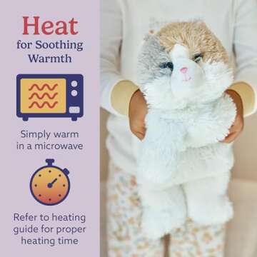 warmies Microwavable & Weighted Stuffed Animals, Calico Cat - Heated Stuffed Animal Plushie for Warmth & Comfort - Cute Soft Plush Toys for Boys, Girls, Babies & Toddlers